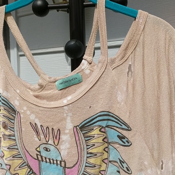 Destroyed ☀️3/$20!🌵 Festival Boho Top ! XL ! - Picture 3 of 8